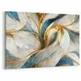 Intricate Abstract Line Art | Luxurious Gold and Blue Strokes Canvas