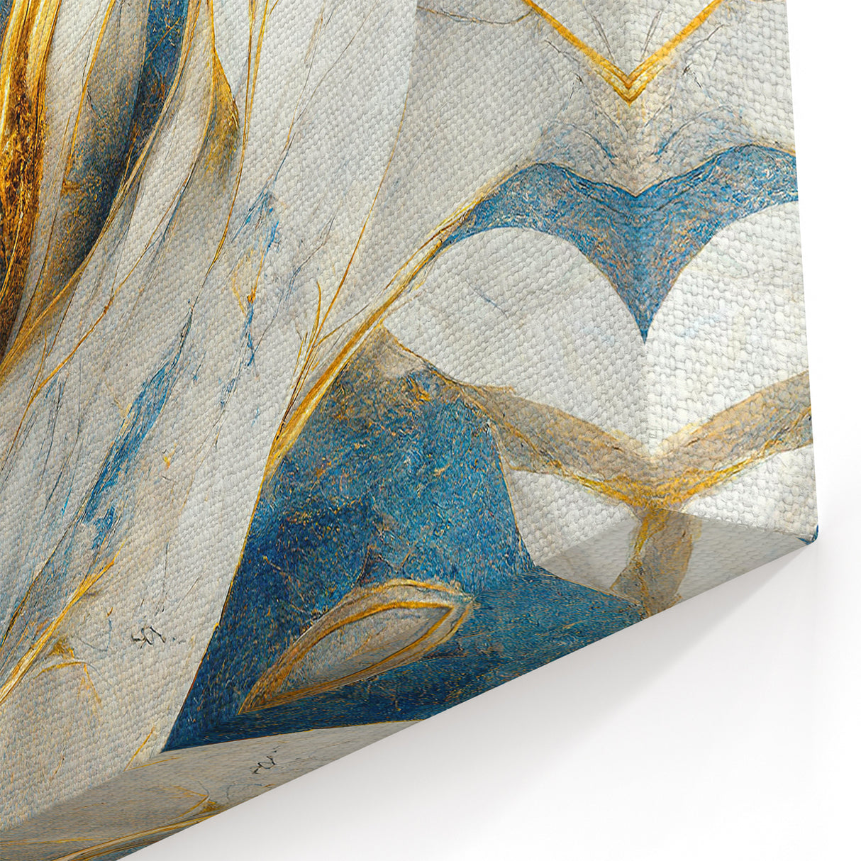 Intricate Abstract Line Art | Luxurious Gold and Blue Strokes Canvas