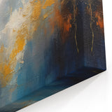 Serene Abstract Line Art | Blue and Gold Strokes Canvas