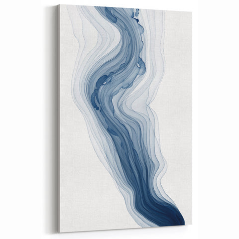 Elegant Abstract Line Art | Flowing Blue Strokes Canvas