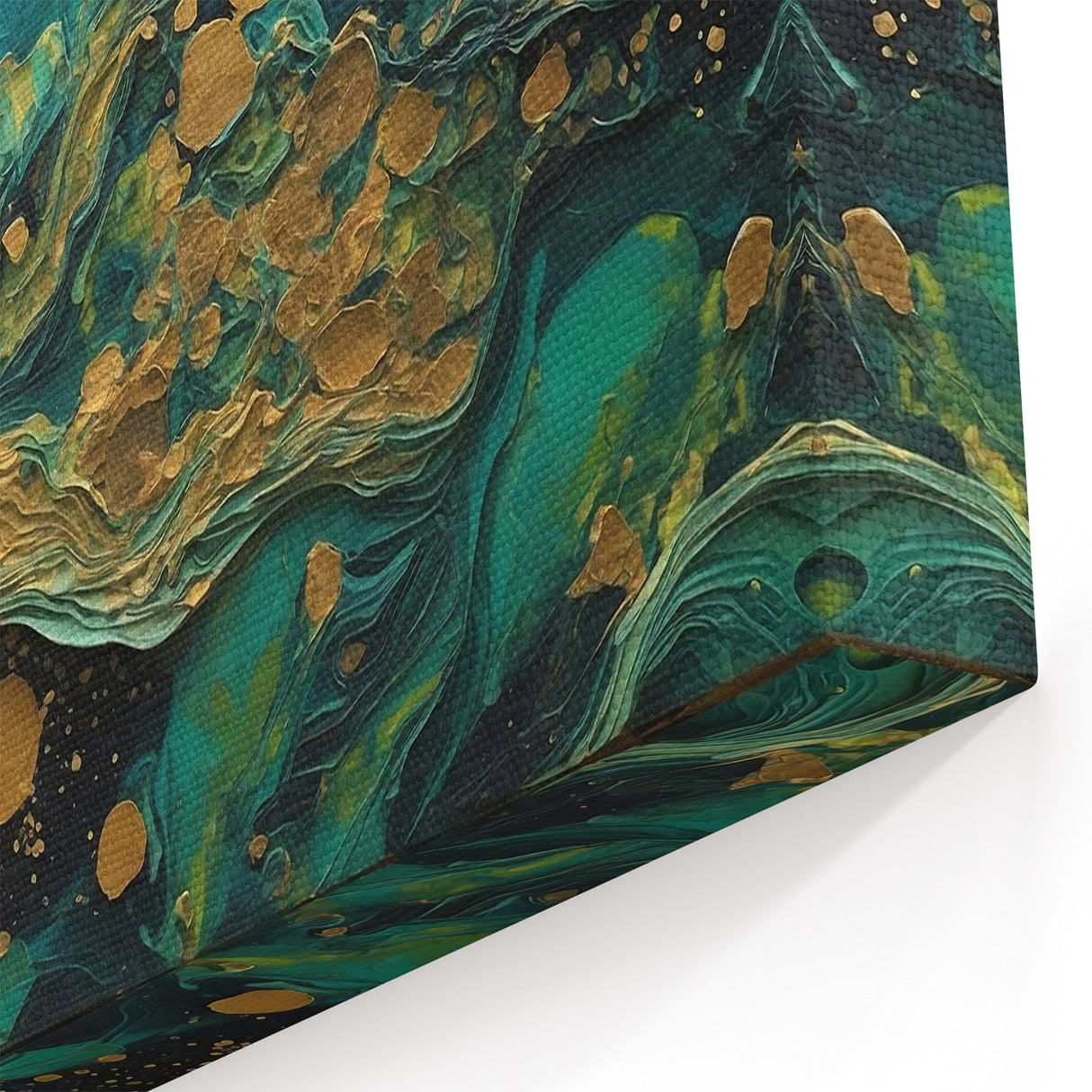 Cosmic Swirl Abstract Art | Golden and Teal Canvas