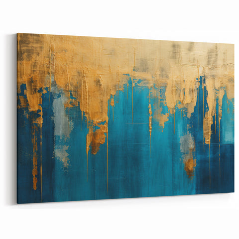 Golden Harmony Abstract Art | Stretched Canvas Wall Decor
