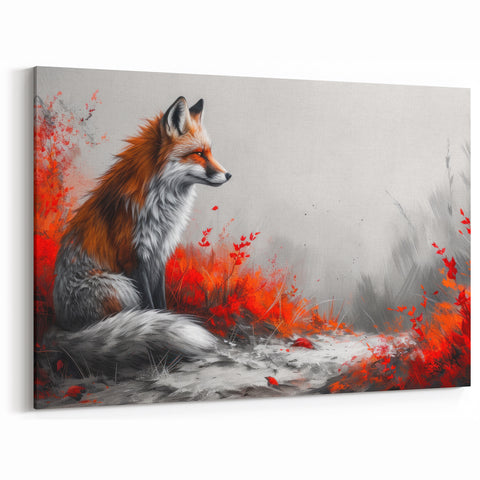 Vivid Fox Wall Art - Striking Red and Grey Canvas & Framed Prints