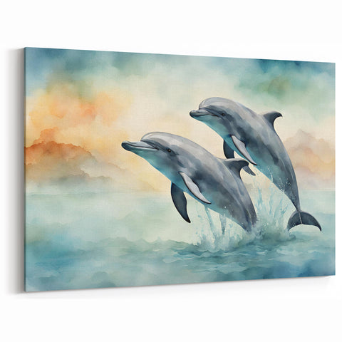 Colorful Dolphin Wall Art - Vibrant Marine Life Canvas Print