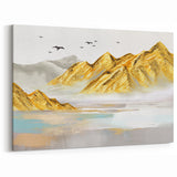 Golden Mountain Peaks Abstract Landscape Canvas Art Print
