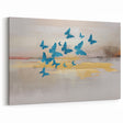 Blue Butterfly and Gold Strokes Abstract Art – Modern Wall Décor Canvas