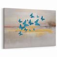 Blue Butterfly and Gold Strokes Abstract Art – Modern Wall Décor Canvas