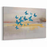 Blue Butterfly and Gold Strokes Abstract Art – Modern Wall Décor Canvas