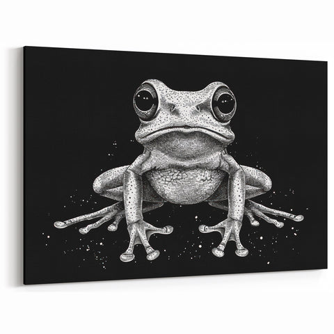 Monochrome Frog Wall Art - Black and White Amphibian Canvas Prints