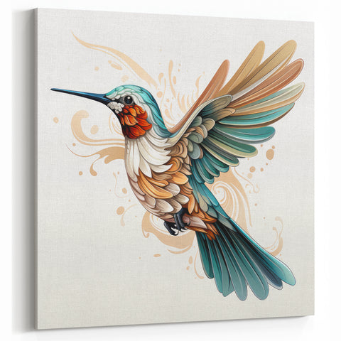 Geometric Hummingbird Wall Art - Modern Hummingbird Decor & Print