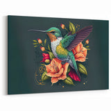 Colorful Hummingbird Wall Art - Vibrant Hummingbird Canvas Print Decor