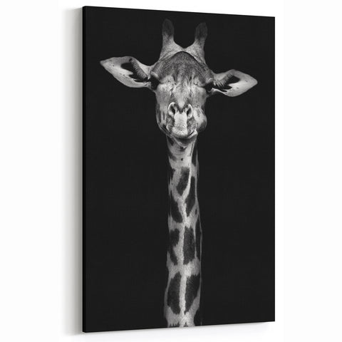 Majestic Giraffe Wall Art - Black and White Wildlife Canvas Print