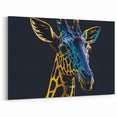 Bold Neon Giraffe Wall Art - Modern Wildlife Canvas, Framed & Acrylic Prints