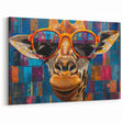 Cool Giraffe Wall Art - Fun and Vibrant Abstract Canvas Print