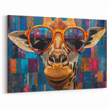 Cool Giraffe Wall Art - Fun and Vibrant Abstract Canvas Print
