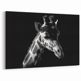 Elegant Giraffe Wall Art - Black and White Wildlife Canvas Print