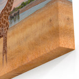 Giraffe at Moonlit Watering Hole - Canvas, Framed & Acrylic Prints