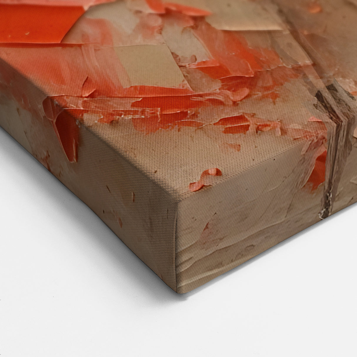 Vibrant Figurative Abstract Art - Dancing Duo in Beige and Coral Hues