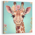 Floral Giraffe Wall Art - Cute and Whimsical Wildlife Canvas Print