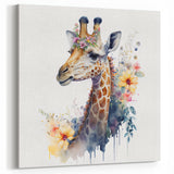 Floral Giraffe Watercolor Art - Elegant Canvas, Framed & Acrylic Prints