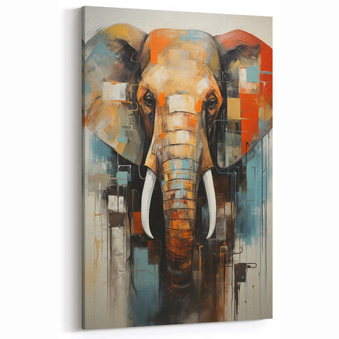 Bold Abstract Elephant Art - Modern Safari-Inspired Canvas Print