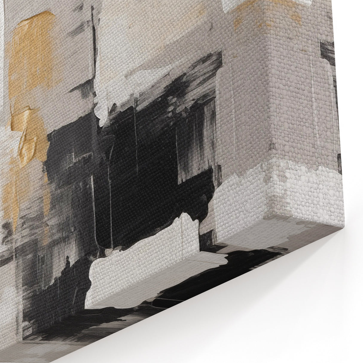 Modern Neutral Abstract Art with Gold Accents | Stretched Canvas Wall Decor