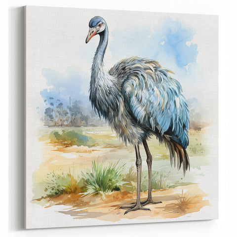 Elegant Ostrich Wall Art - Soft Pastel African Ostrich Canvas