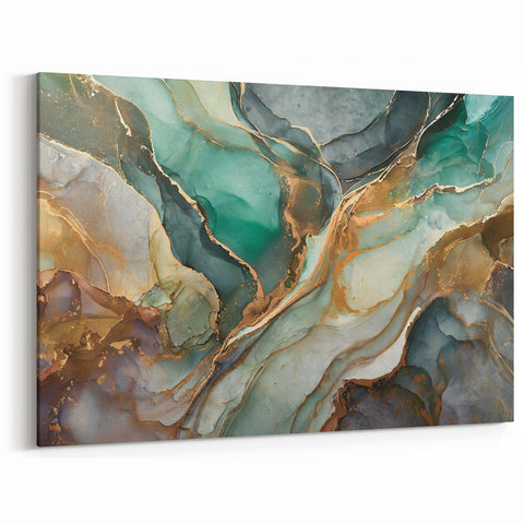 Earth & Sea Abstract Art with Gold Highlights | Elegant Wall Decor