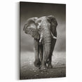 Monochrome Elephant Wall Art - Striking Black & White Canvas Print