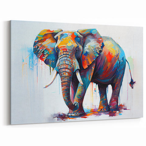 Colorful Abstract Elephant Wall Art - Vibrant Safari Canvas Print