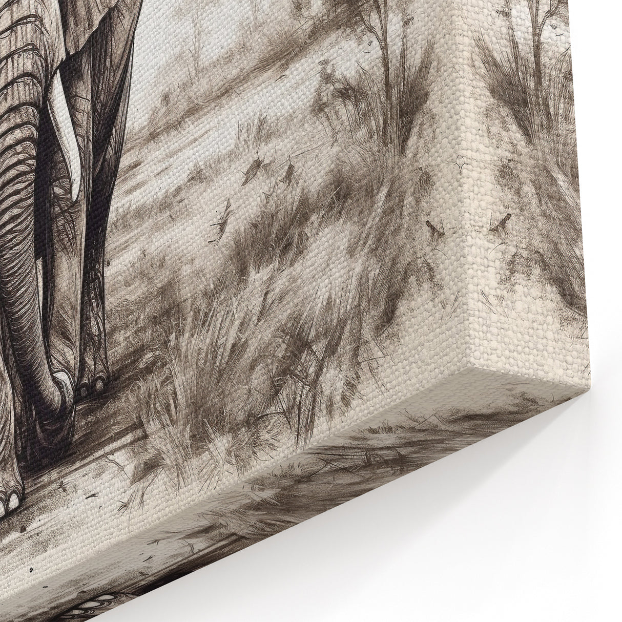 Elegant Sketch Elephant Wall Art - Detailed Safari Pencil Canvas Print