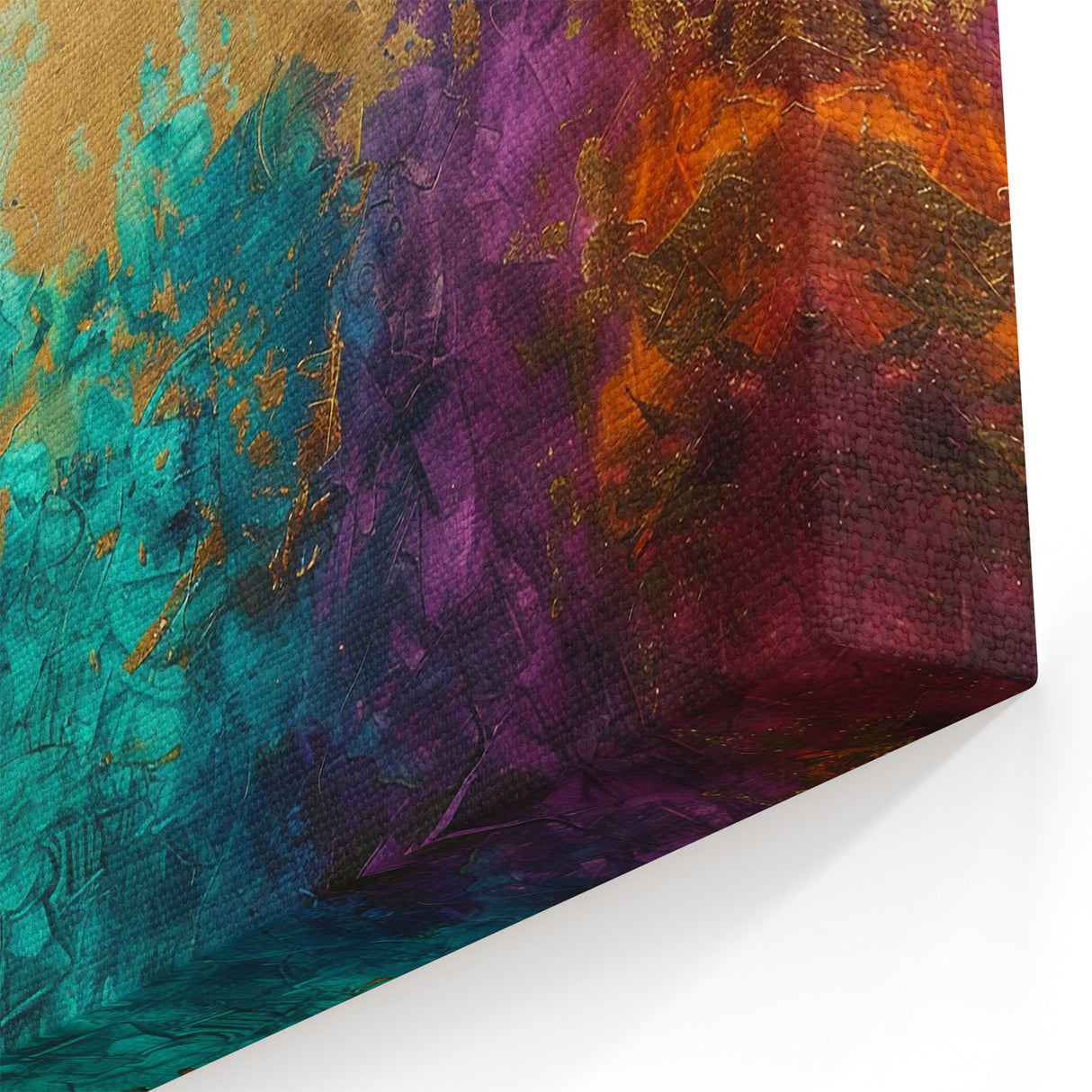Vibrant Gold Leaf Abstract Art | Rich Multicolor Textured Wall Decor