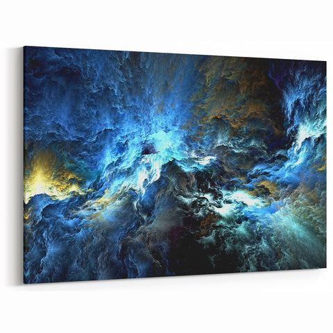 Deep Space Blue Nebula Wall Art | Mystical Cosmic Canvas Decor