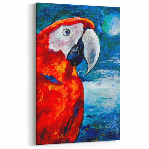 Scarlet Parrot Wall Art - Bold Parrot Canvas Art for Vibrant Decor