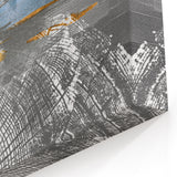 Contemporary Strokes and Lines Art with Blue and Gold Accents – Canvas