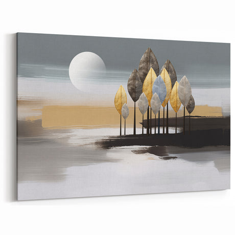 Abstract Forest Line Art with Metallic Accents – Modern Strokes Canvas