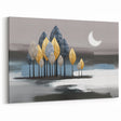 Moonlit Forest Abstract Art with Metallic Leaves – Modern Strokes Canvas