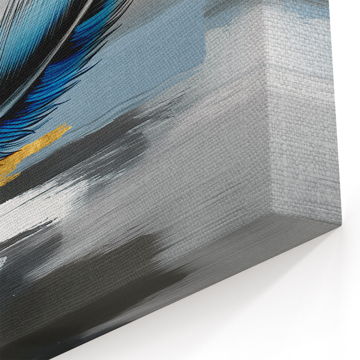 Elegant Feather Abstract Art with Blue Accents – Modern Strokes Canvas