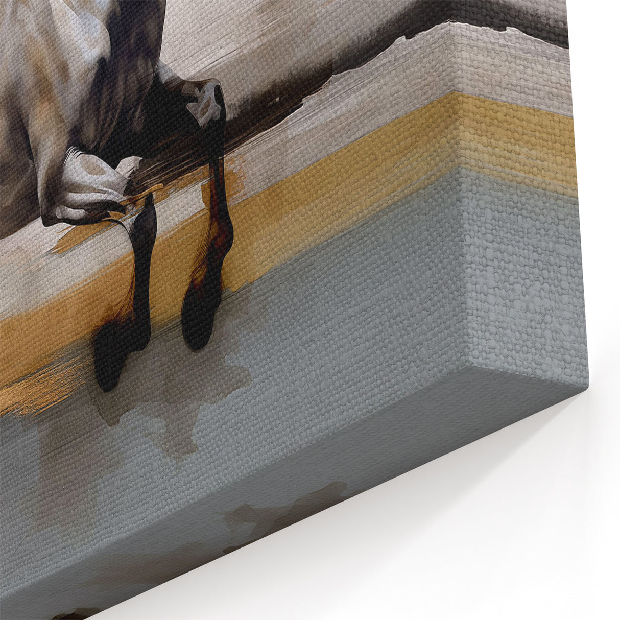Dynamic Running Horse Art – Modern Abstract Equine Canvas with Gold Accents