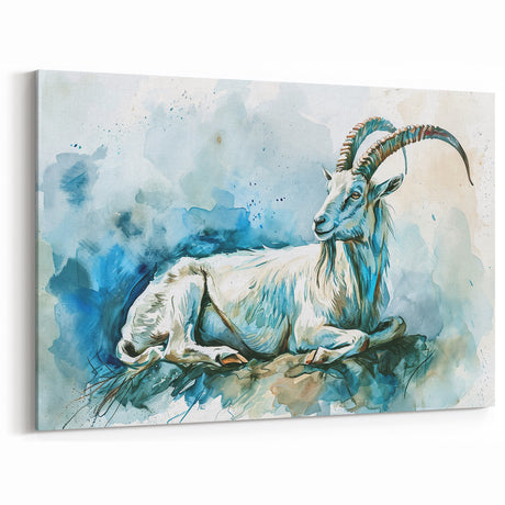 Goat Canvas Print - Watercolor Wildlife Art for Farmhouse Decor