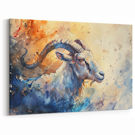Goat Art Poster - Vibrant Watercolor Wildlife Print for Rustic Decor
