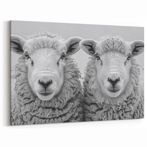 Monochrome Sheep Duo Wall Art - Canvas, Framed & Acrylic Prints