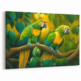 Tropical Parrots Wall Art - Serene Parrot Canvas for Nature Decor