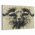 Abstract Goat Art - Expressive Monochrome Wildlife Wall Print