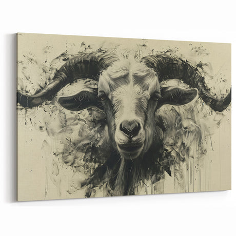 Abstract Goat Art - Expressive Monochrome Wildlife Wall Print