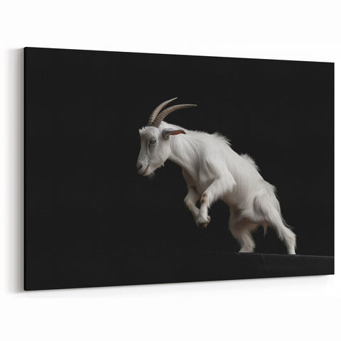 White Goat Art Print - Minimalist Monochrome Wildlife Wall Decor