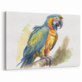 Watercolor Parrot Wall Art - Blue and Yellow Parrot Canvas Print