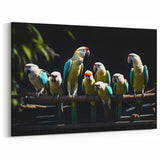 Vibrant Parrot Flock Wall Art - Tropical Parrot Canvas Print Decor