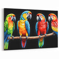 Colorful Parrot Quartet Wall Art - Vibrant Tropical Parrot Canvas Print