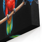 Colorful Parrot Quartet Wall Art - Vibrant Tropical Parrot Canvas Print